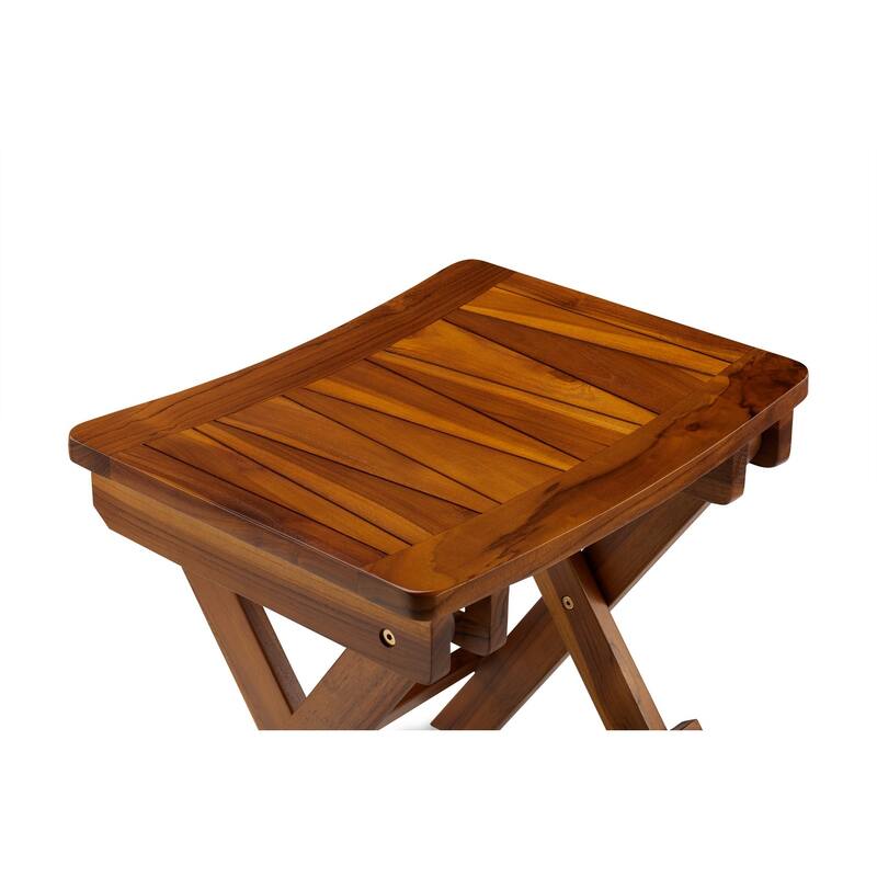 TeakCraft Teak Folding Shower Stool, Shower Bench, 18 Inch