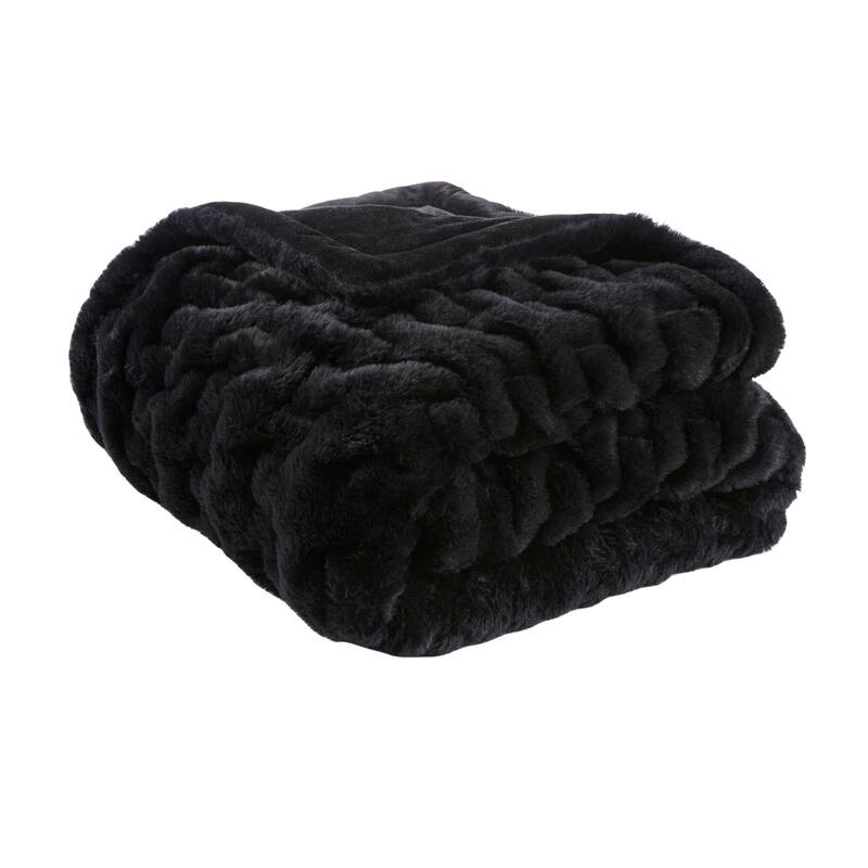 Madison Park Ruched Fur Throw