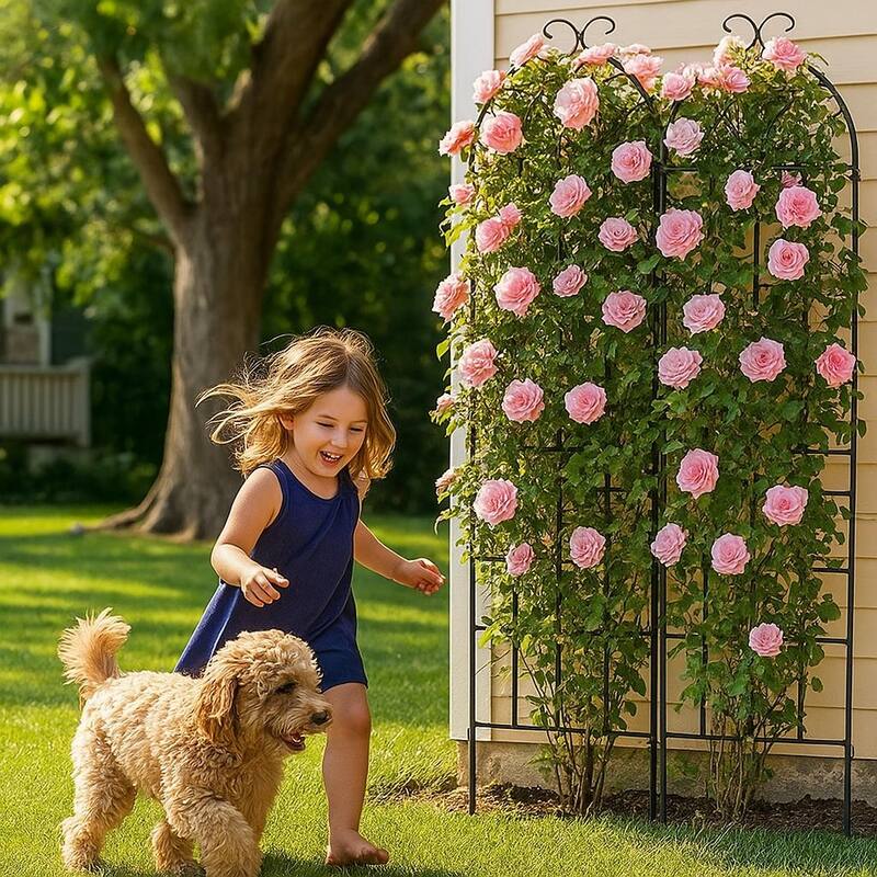 Metal Garden Trellis, 2 Pack Metal Trellis for Climbing Plants, Indoor/Outdoor Plant Trellis, Lawn Garden Fence Decor Screen