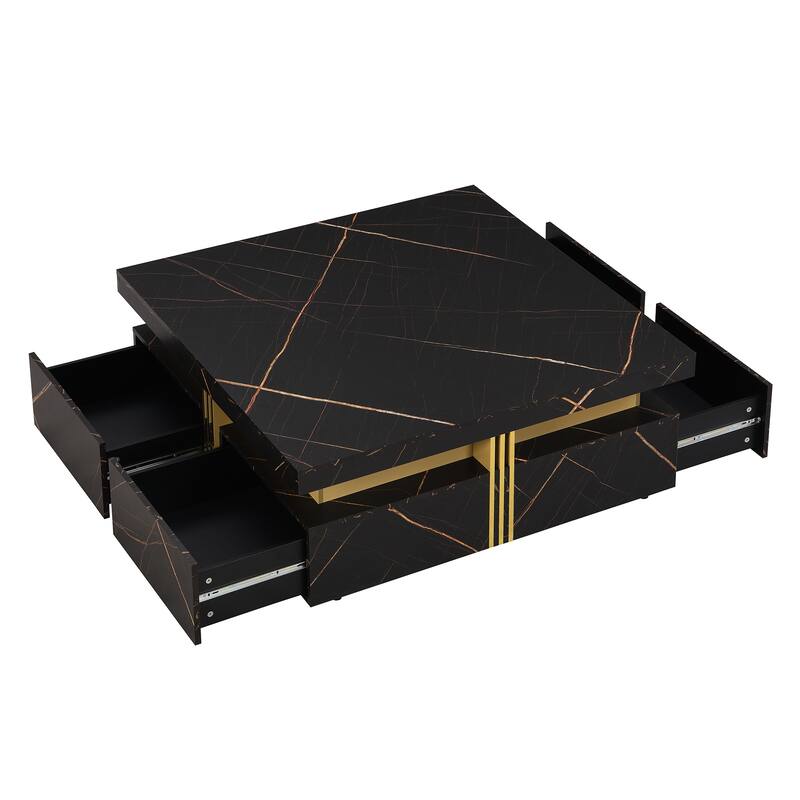 Square Storage Coffee Table with 4 Drawers