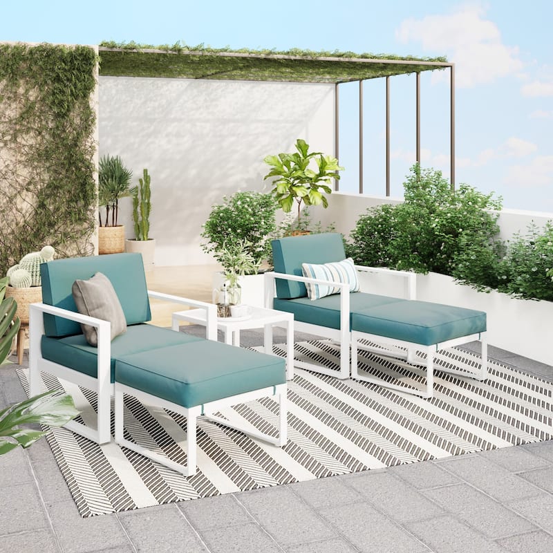 Royalcraft 5-Piece Aluminum Patio Conversation Set - Turquoise
