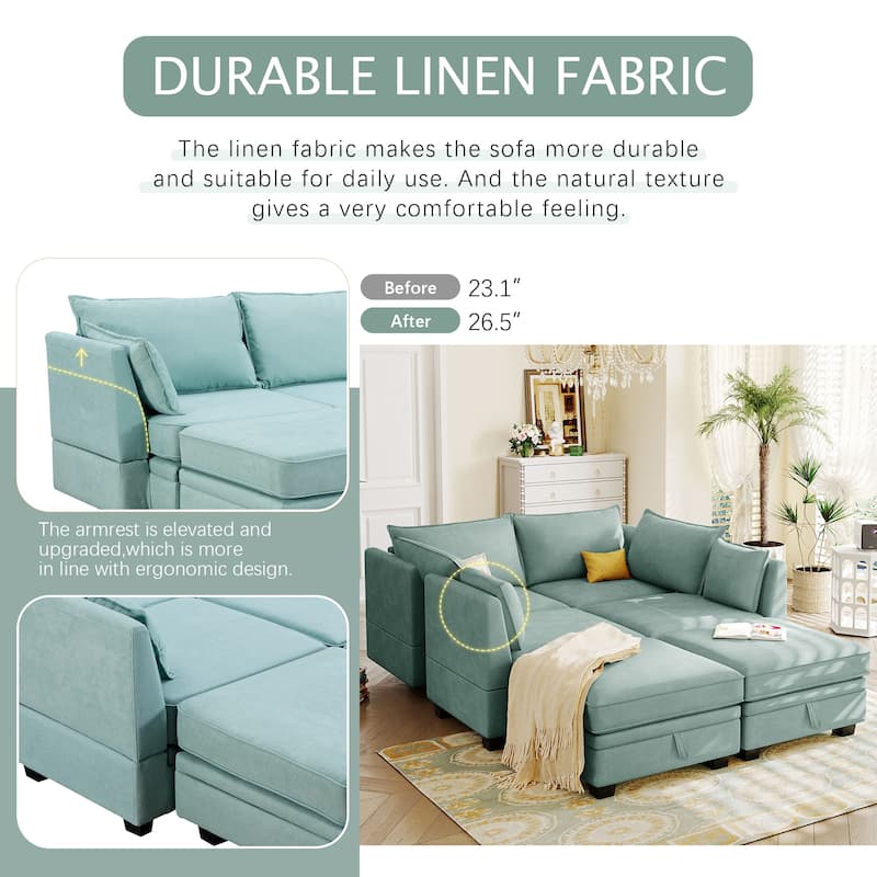 115.1" Large U-Shaped 6-Seat Modular Sofa