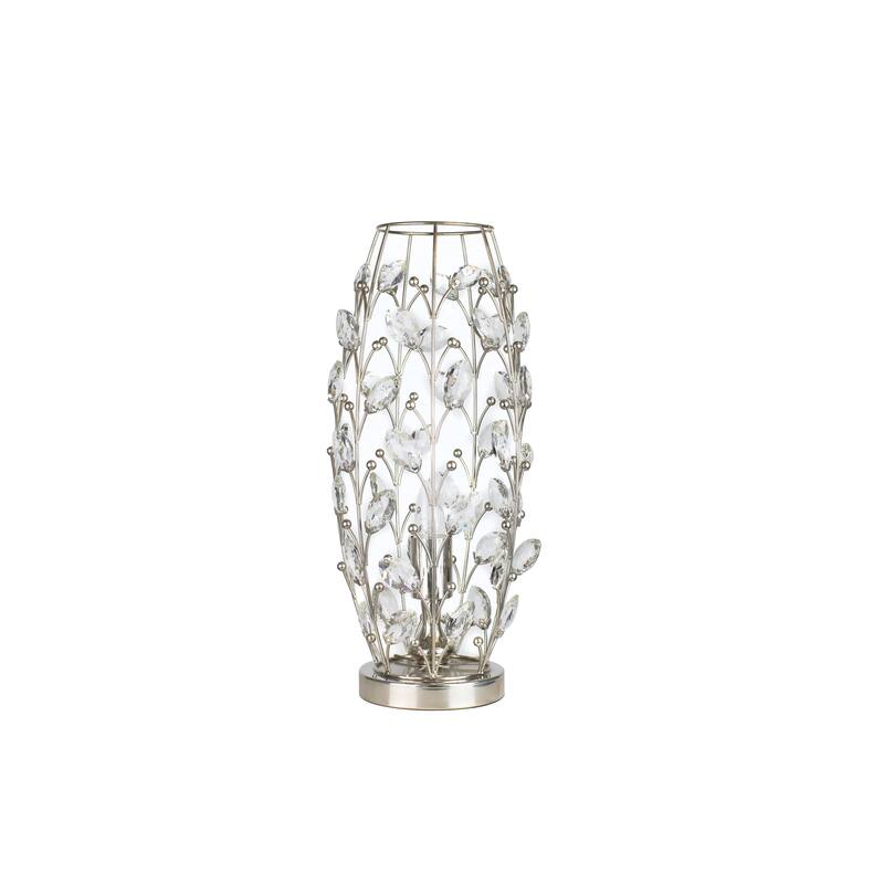 18.75" Polished Nickel Table Lamp W/ Clear Crystal - Polished Nickel