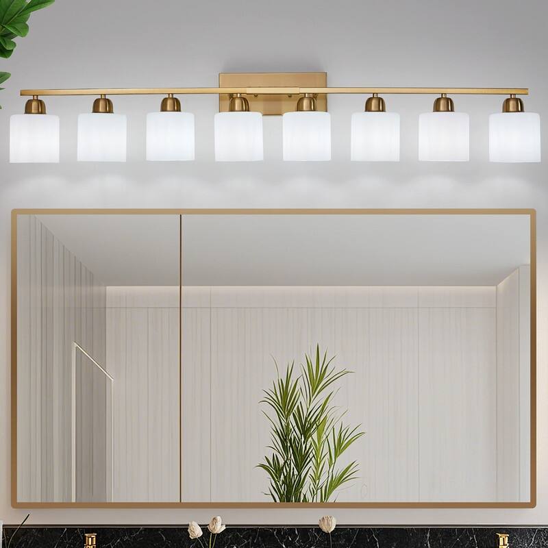 Modern Bathroom Vanity Light With Frosted Milk Glass Shades
