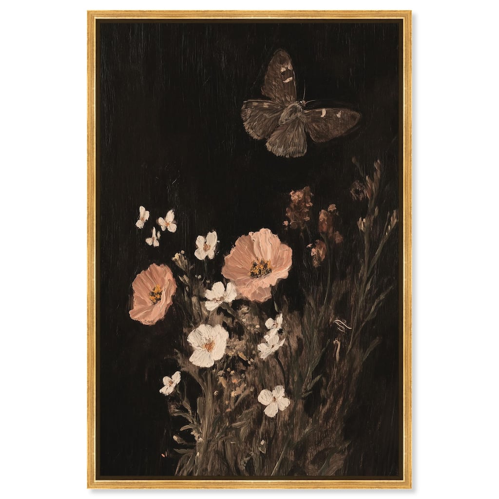 Poppy and Moth I Canvas by Art Remedy