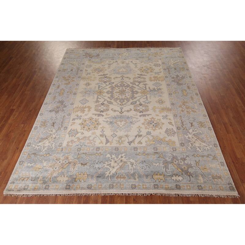 Oushak Indian Area Rug Hand-Knotted Wool Carpet - 8'2"x 9'10"