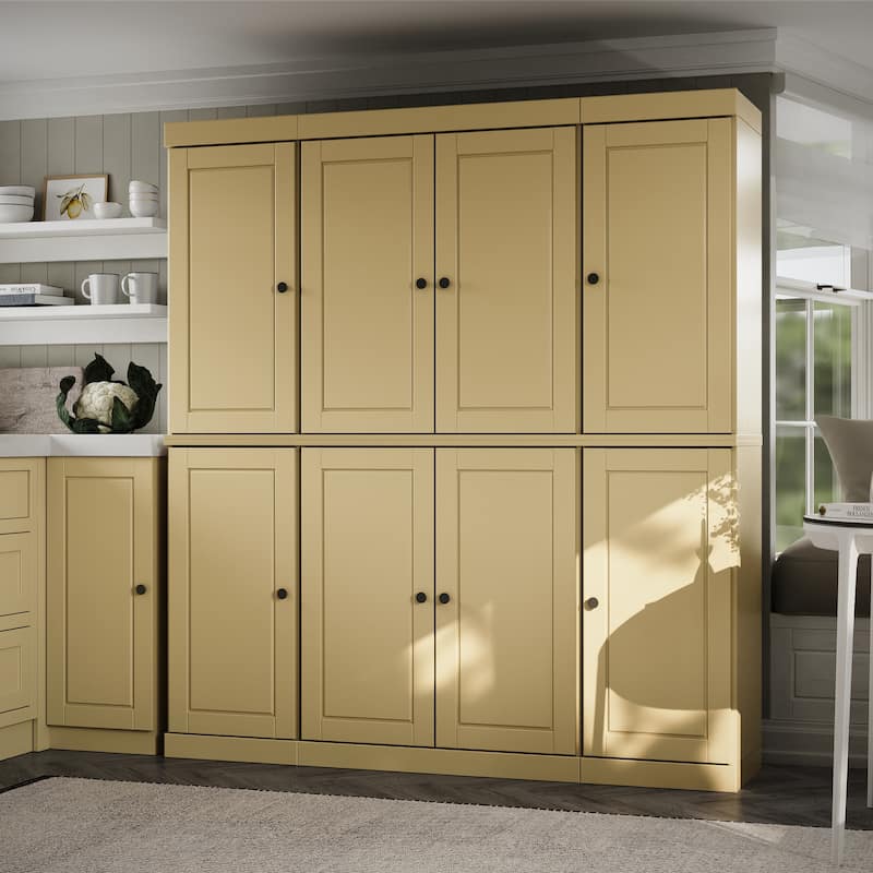 Palace Imports 100% Solid Wood Kitchen China Cabinet Pantry with Glass or Solid Wood Doors and 2-Drawer Kit - 65" x 71.5"