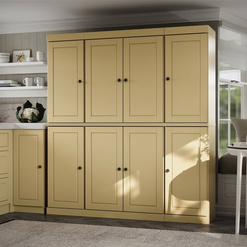 Palace Imports 100% Solid Wood Pantry Cabinet, Raised Panel Doors, 2 Drawers, Adjustable Shelves, 65" Wide, 71.5" Tall