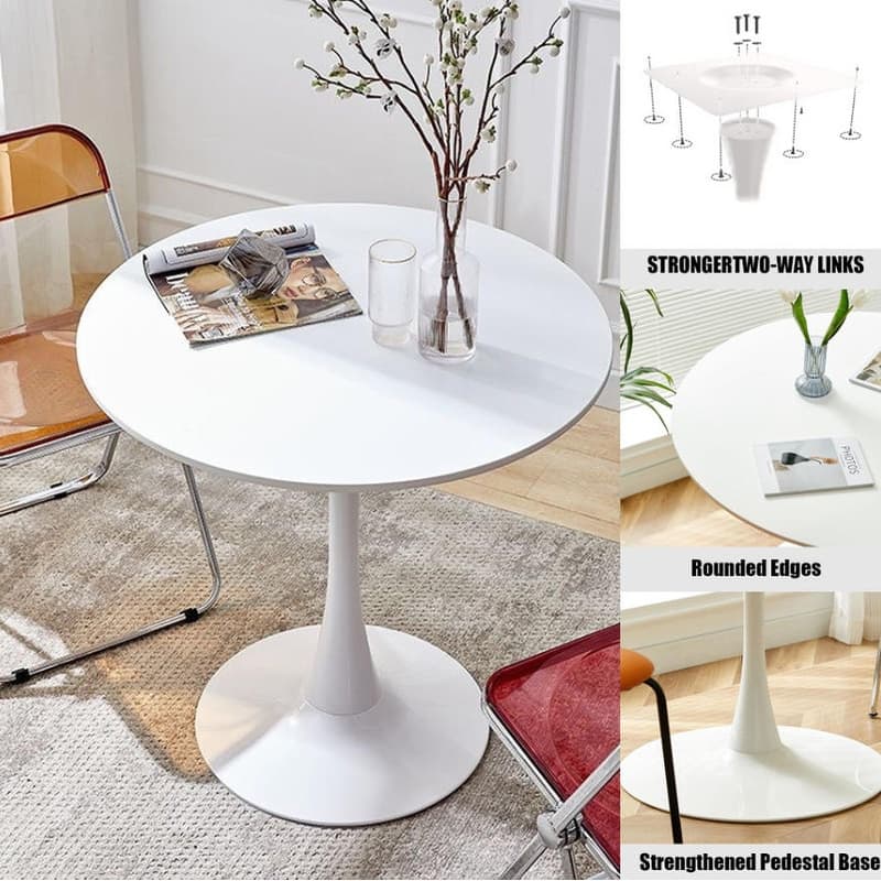 Modern Round Dining Table, 31.5" Kitchen Dining Room Furniture