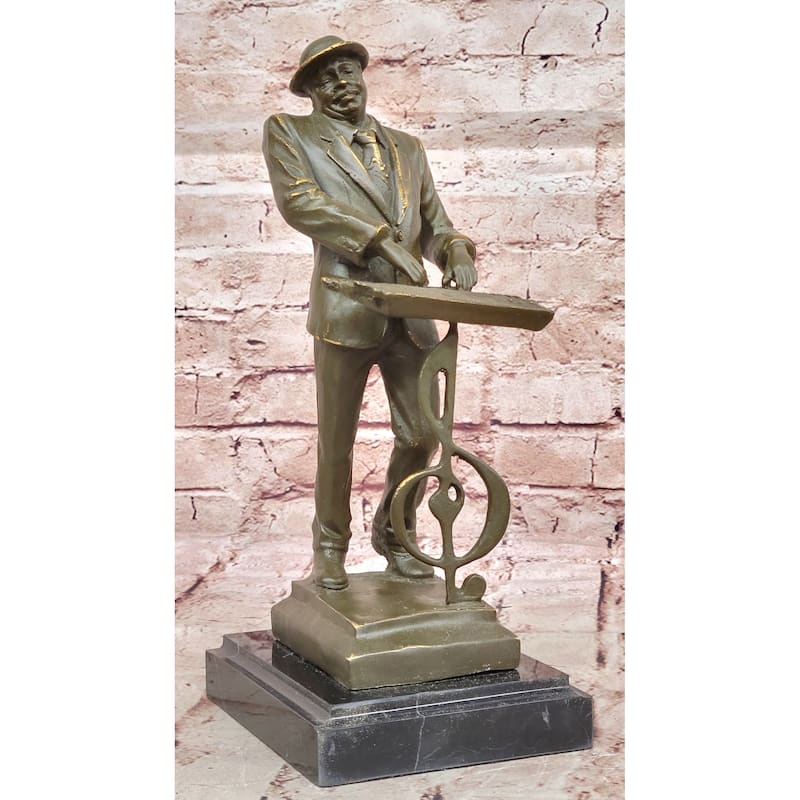 Music Conductor Bronze Sculpture With Treble Clef - Clical Jazz Musician Art