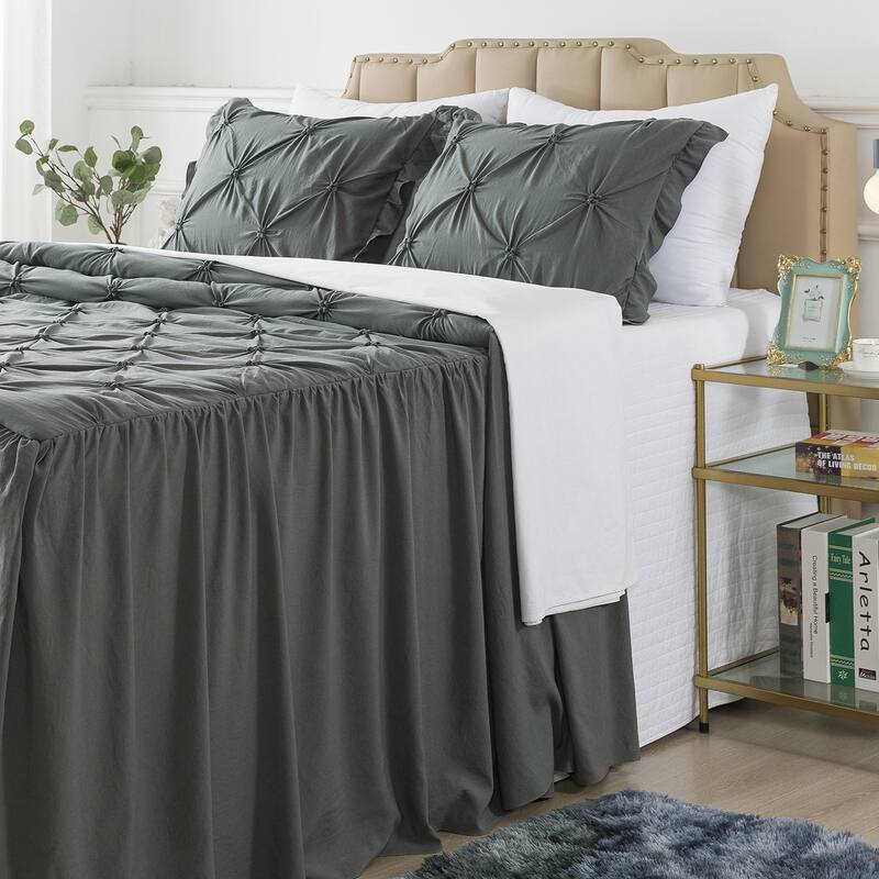 4/5 PCS Shabby Chic Farmhouse Style Ruffle Skirt Bedspread