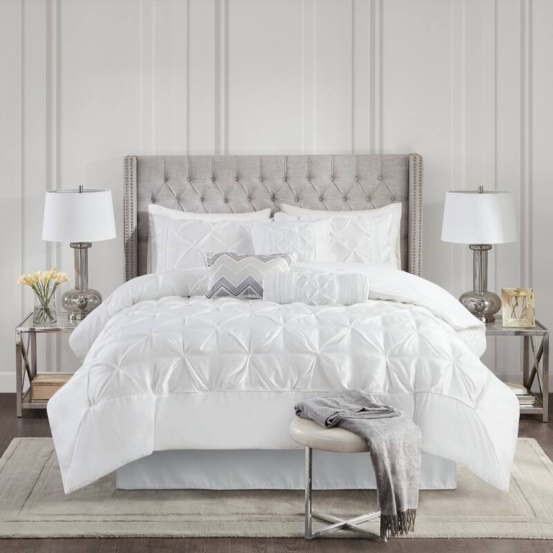 GDF Studio - Laurel 7-Piece Tufted Comforter Set with Decorative Pillows
