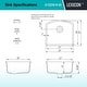 preview thumbnail 4 of 5, 23 Inch Lexicon Platinum Quartz Composite Drop-in Undermount D-Shaped Single Bowl Galaxy White Kitchen Sink LP-2321D-W-SO