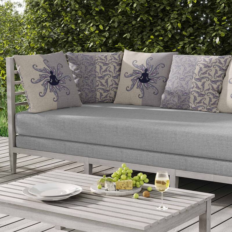 Mystic Silence Indoor/Outdoor Reversible Throw Pillow Silver and Coffee