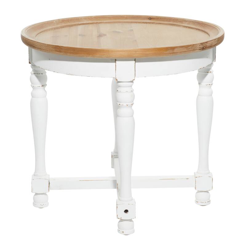 Wood Accent Table with Brown Wood Top - White - Roche River Decor - 24"Wx24"Lx22"H