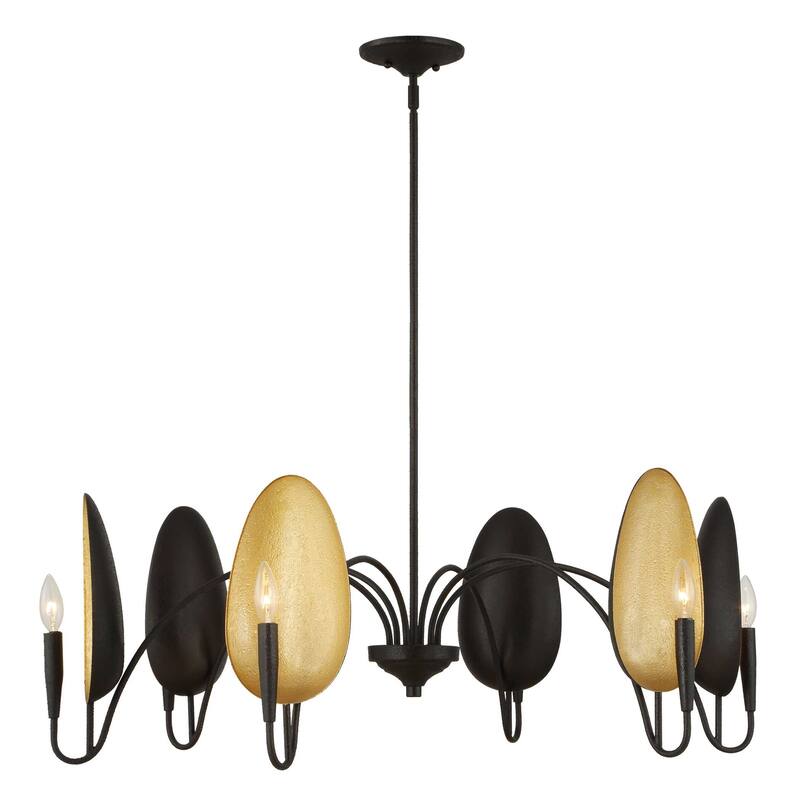 Uttermost Warwick 6 Light Matte Black Chandelier - 41.5"W x 41.5"D x 19"H