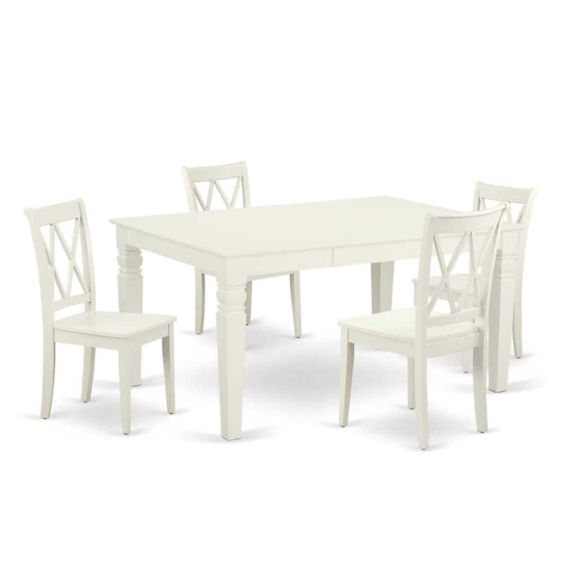 Antique Dining Set - 5 Piece Rectangular Table & Chairs - Double X Back Design - Comfort & Style
