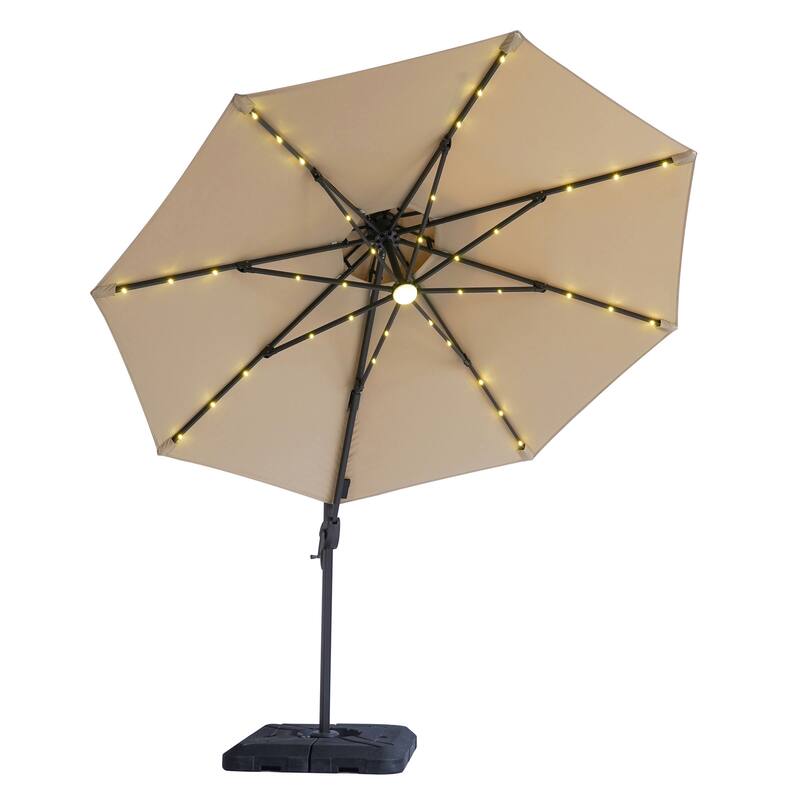 Furniture of America Spring 10-foot LED Steel Cantilever Offset Tilt Roma Umbrella