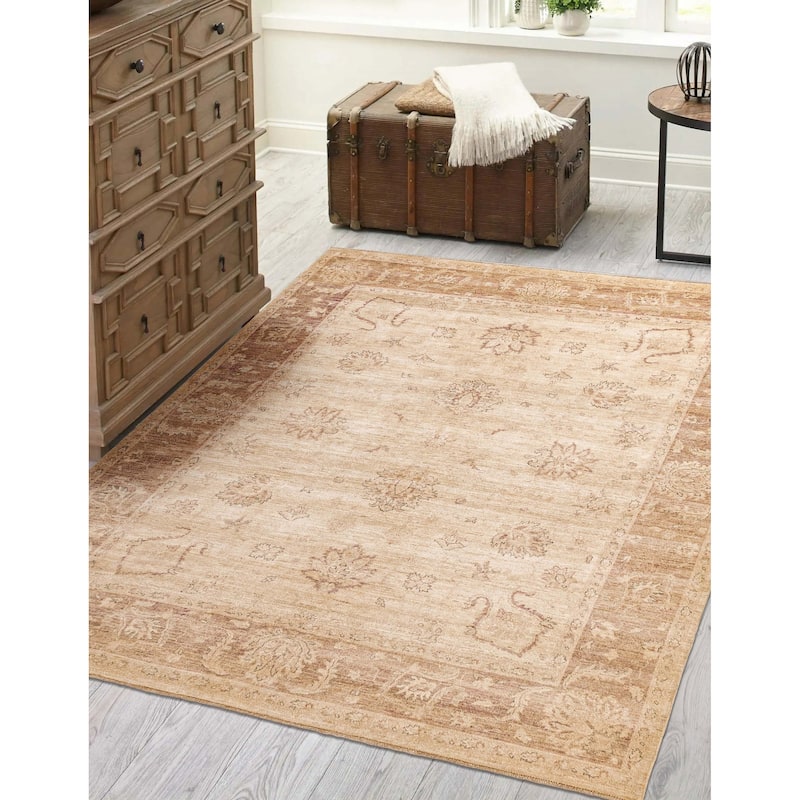 ECARPETGALLERY Hand-knotted Peshawar Oushak Ivory Wool Rug - 7'10 x 9'10