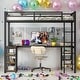 preview thumbnail 2 of 14, Twin XL Metal Loft Bed with Desk and Shelves,