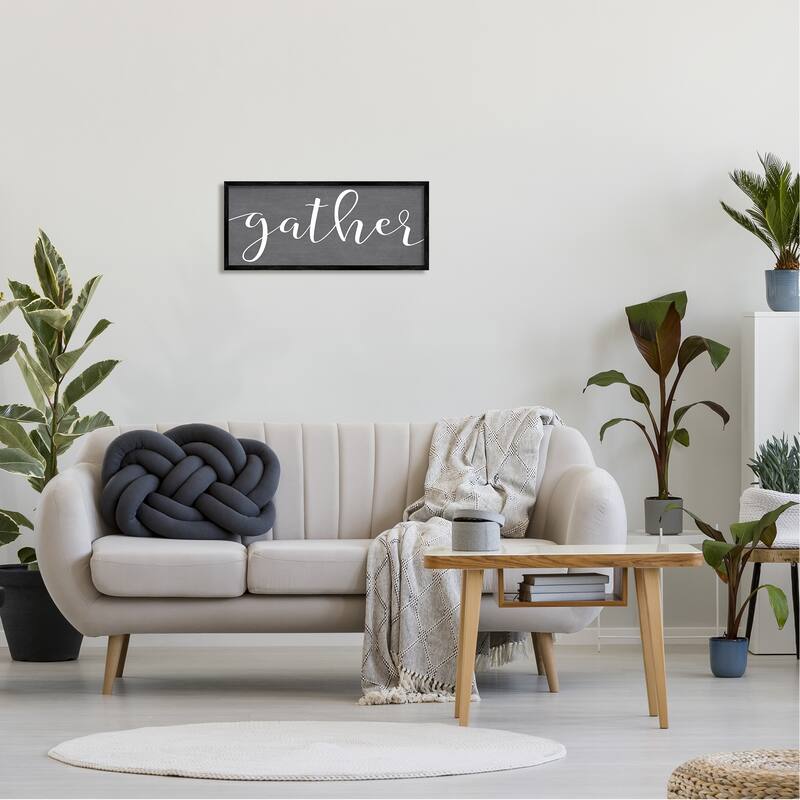 Stupell Gather Rustic Family Calligraphy Cursive Sign Framed Wall Art, Design by Lettered and Lined