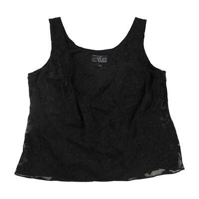 Alex Evenings Womens Burnout Tank Top,, Black, 1X