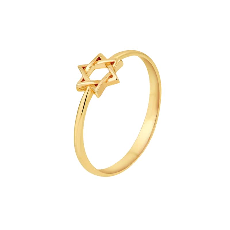 Curata 14K Yellow Gold 7mm Small Star of David Stackable Ring