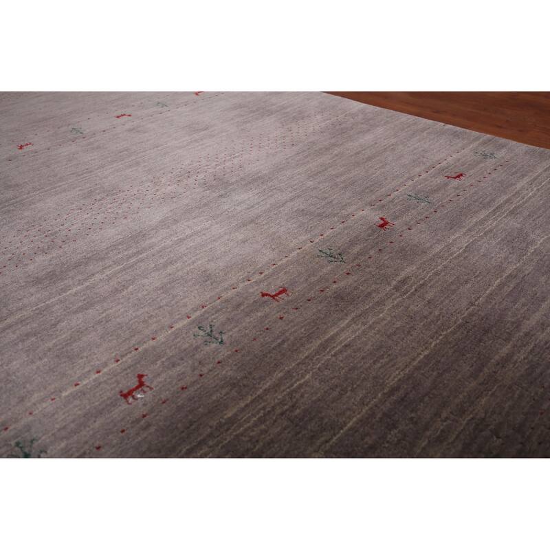 Little Animals Gray Gabbeh Indian Area Rug Handmade Wool Carpet - 5'1"x 8'0"