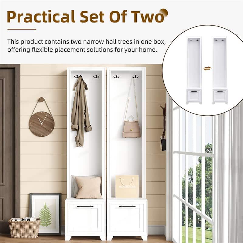 Elegant Free Standing Hall Tree Set of 2,3-IN-1 Entryway Coat Rack