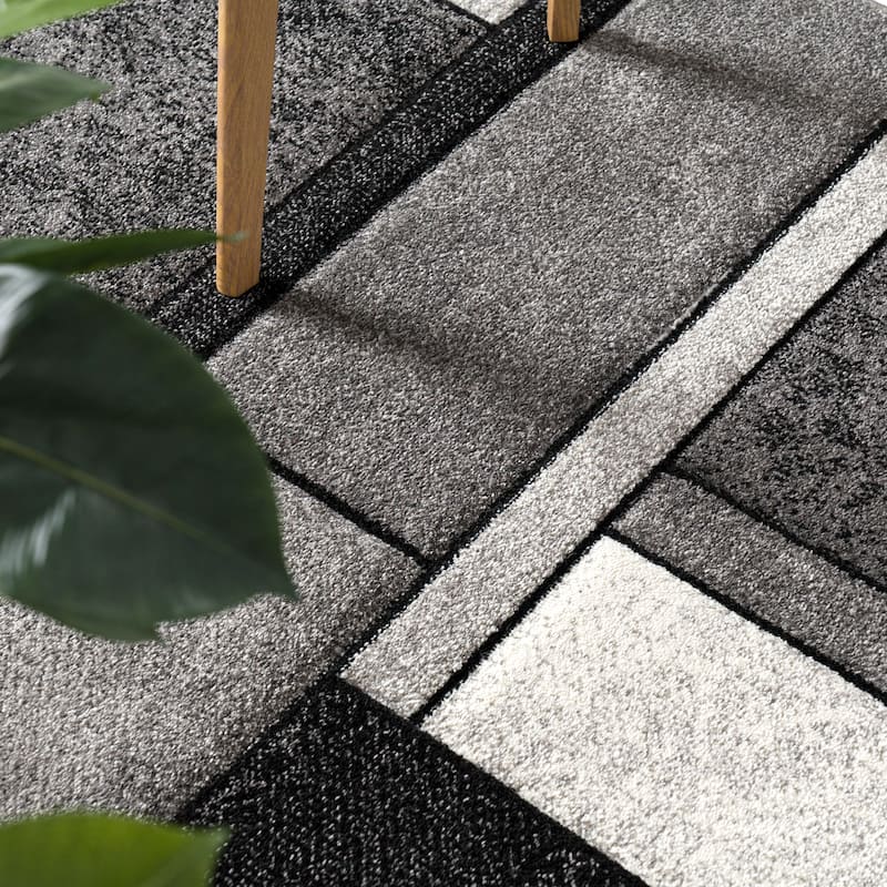 Modern Living-Room Rug Geometric in Black White