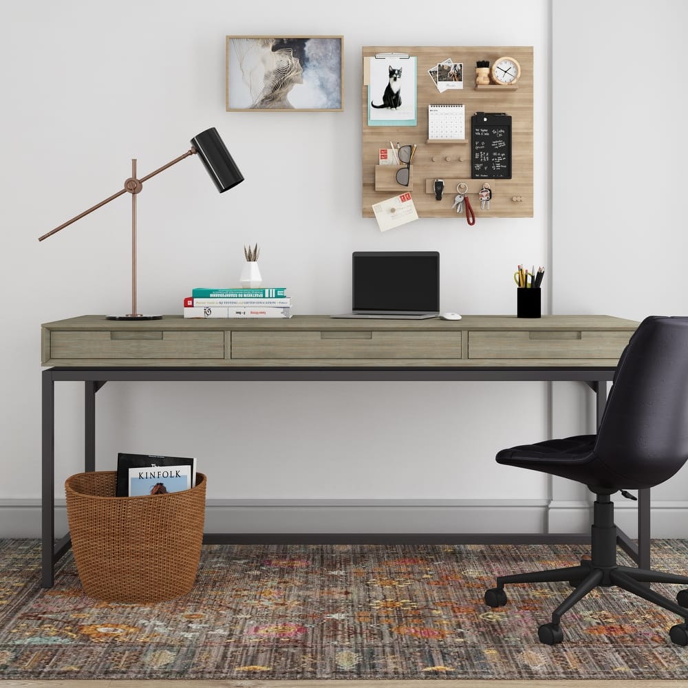 WYNDENHALL Devlin SOLID WOOD Industrial 72 inch Wide Wide Desk