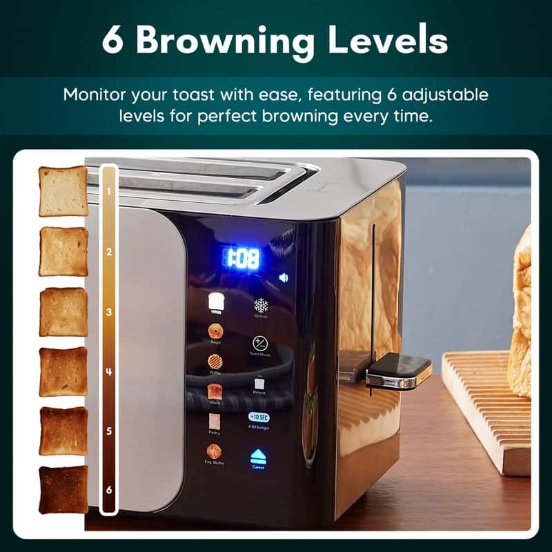 Elite Cuisine ECT5529 Smarttoast 4-Slice Long Slot Toaster