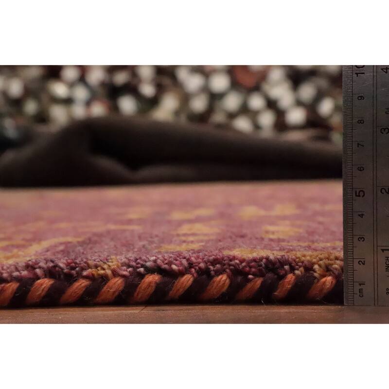 Hand Knotted Oriental 100% Wool Carpet Modern Abstract Purples Gabbeh Area Rug - 6' 4'' X 4' 7''
