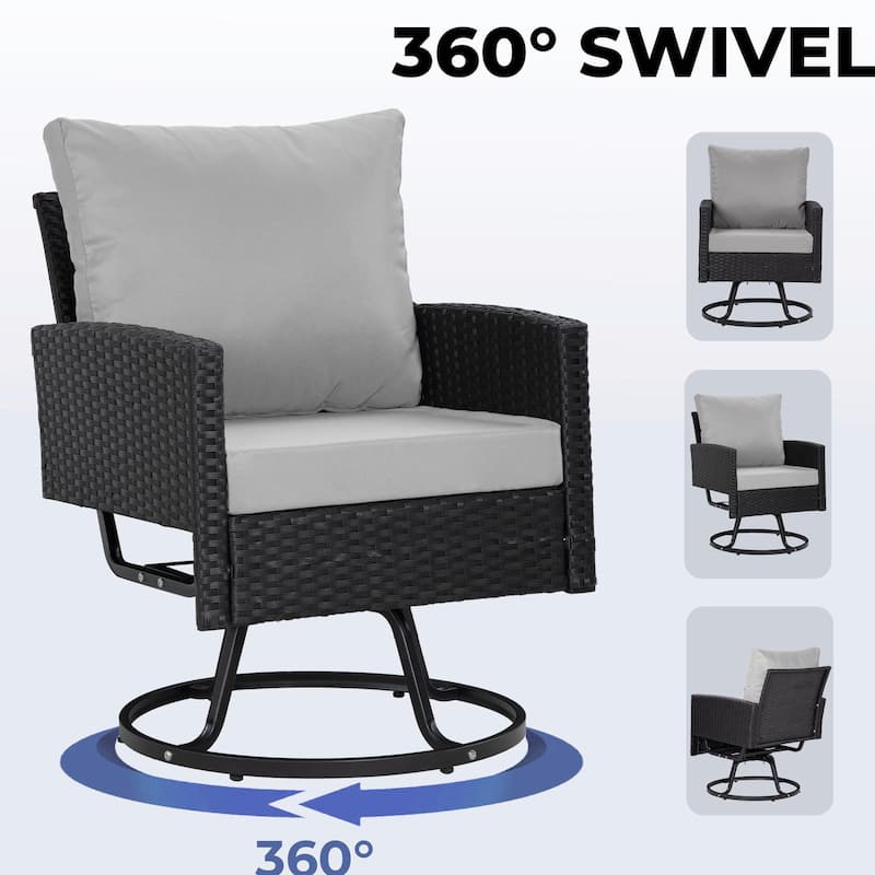 Durable Outdoor Swivel Patio Chairs with Cushions & Rattan Design