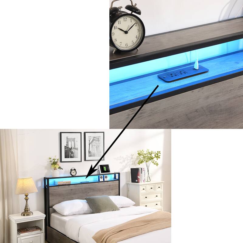 Storage Headboard with Charging Station
