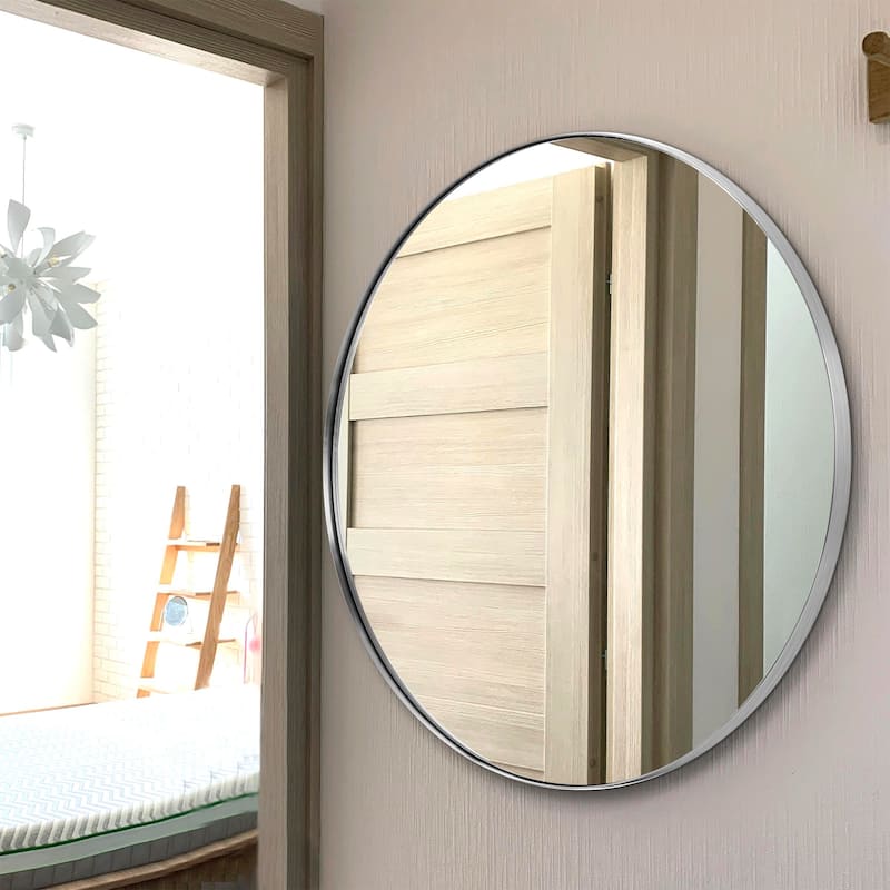 Modern Wall Mirrors, Round Mirror with Metal Framed, Bathroom Mirror with Round Corner Vanity Mirror Accent Mirror