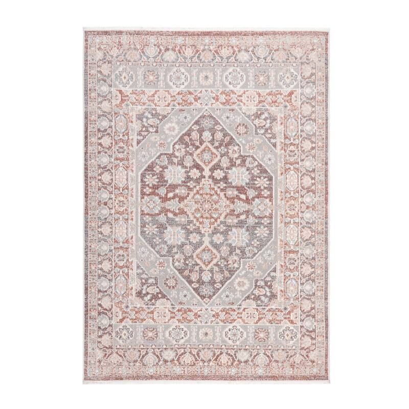 TOWN & COUNTRY EVERYDAY Rein Center Medallion Everwash Washable Non-Slip Backing Area Rug