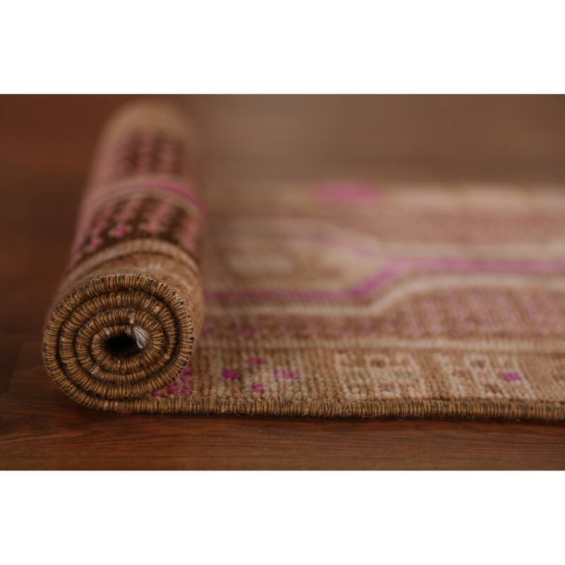 Hand Knotted Oriental 100% Wool Carpet Transitional Tribal Brown Anatolian Area Rug - 3' 0'' X 1' 10''
