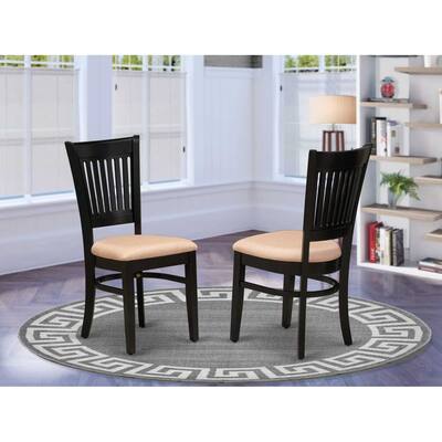 Modern Linen Fabric Dining Chairs - 2 Piece Set - Black Finish - Kitchen Dining Room Chairs
