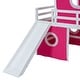 preview thumbnail 28 of 56, Castle Style Twin/Full Size Loft Bed with Slide and Ladder, Solid Wood Loft Bed Frame with Pink Tent and Tower, Playhouse Bed