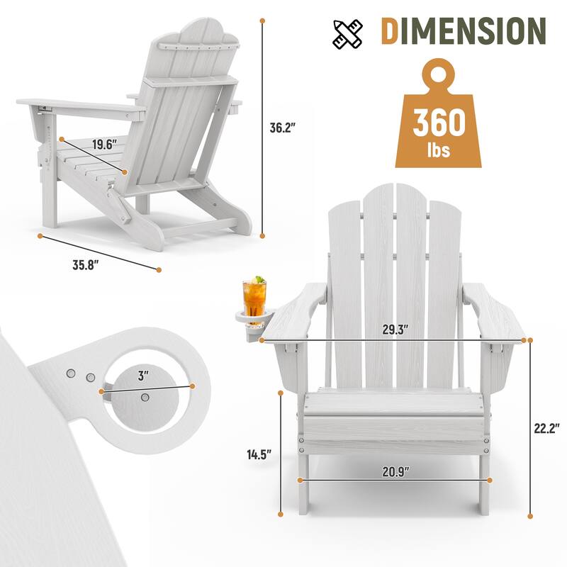 HDPE Plastic Outdoor/Indoor Adjustable Folding Adirondack Chair