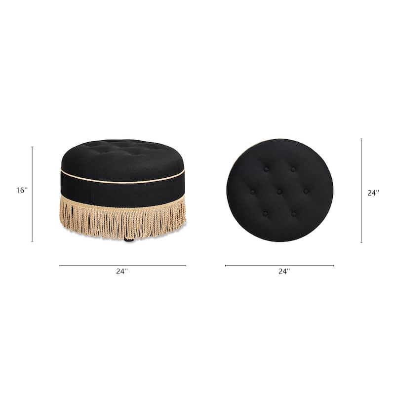 Yolanda 24" Upholstered Round Accent Ottoman