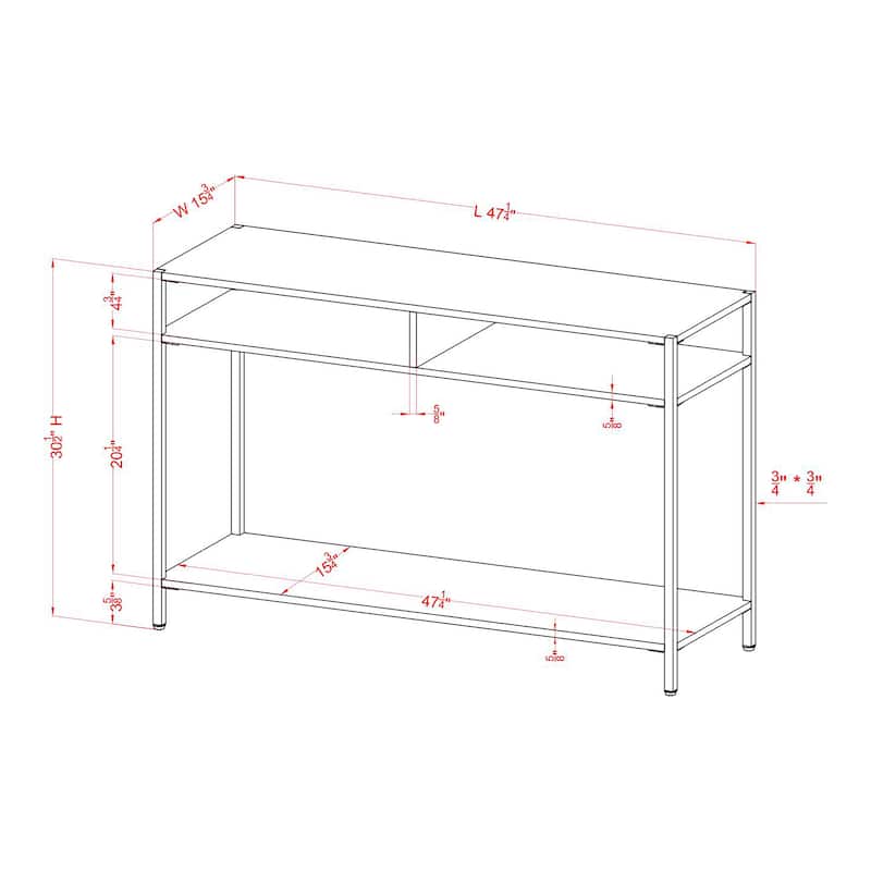 Raven Glam 48-inch Steel 3-Shelf Console Table by Furniture of America