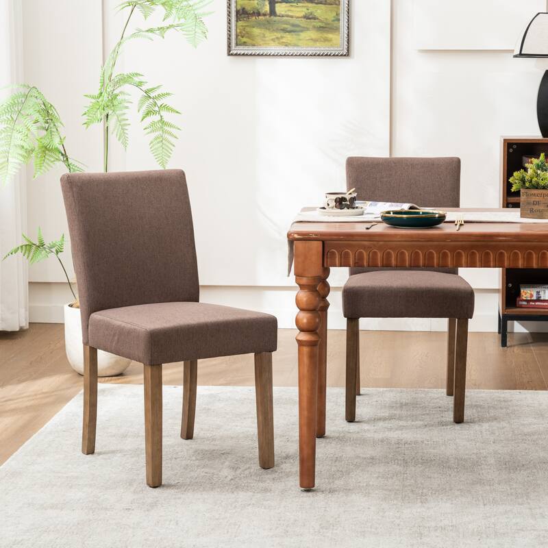 Upholstered Modern Dining Chairs, Linen Fabric Side Chairs Set of 2