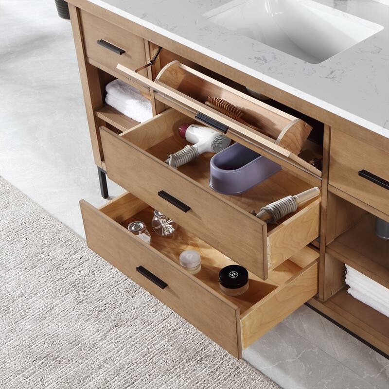 Altair Kesia Bathroom Vanity with Composite Stone Countertop with Mirror