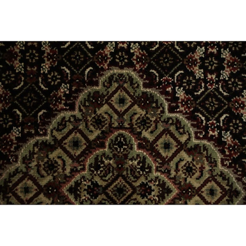 Hand Knotted Oriental 100% Wool Carpet Traditional Floral Black Tabriz-Mahi Area Rug - 4' 2'' X 4' 1''