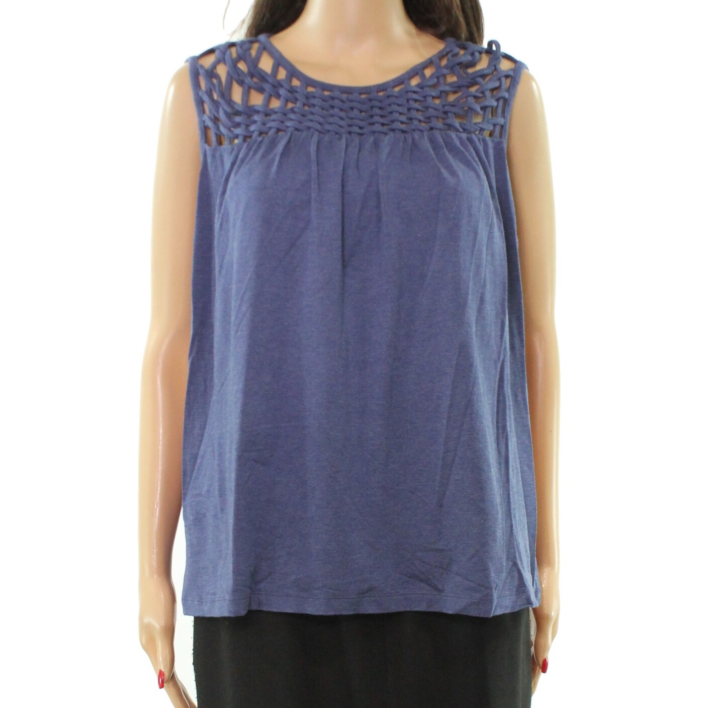 Shop Philosophy New Solid Blue Women S Size 2x Plus Macrame Tank