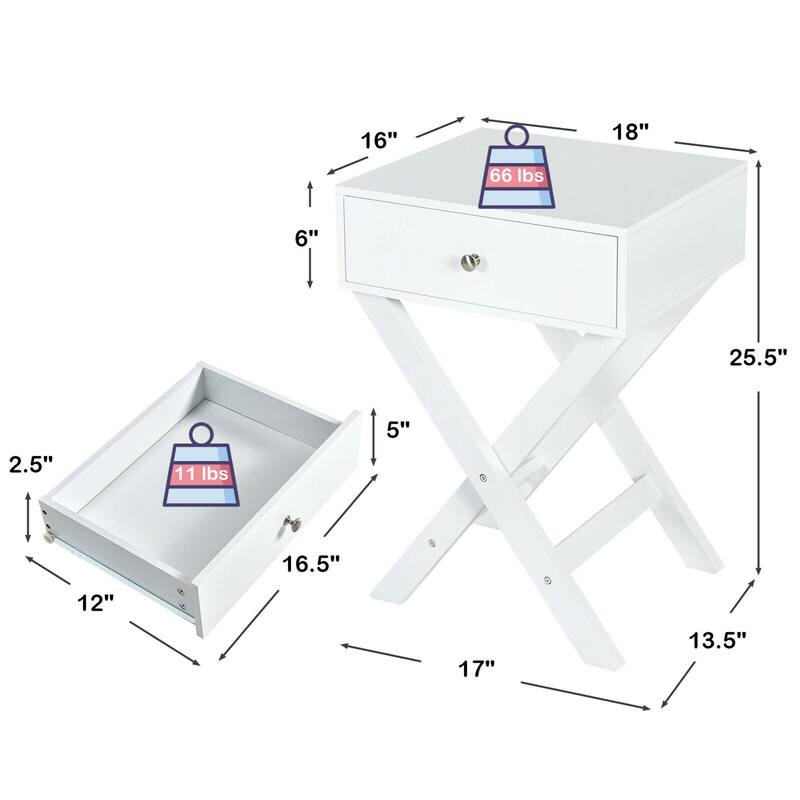 Gymax Set of 2 X-Shaped Nightstand Side End Table Bedside Table w/