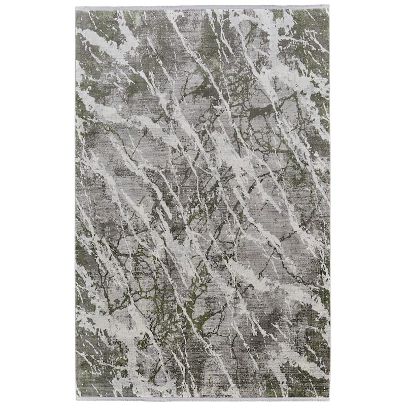 Grand Bazaar Lindstra Machine Made Abstract Modern Area Rug - 11'6" x 14'6" - Gray/Green/Taupe