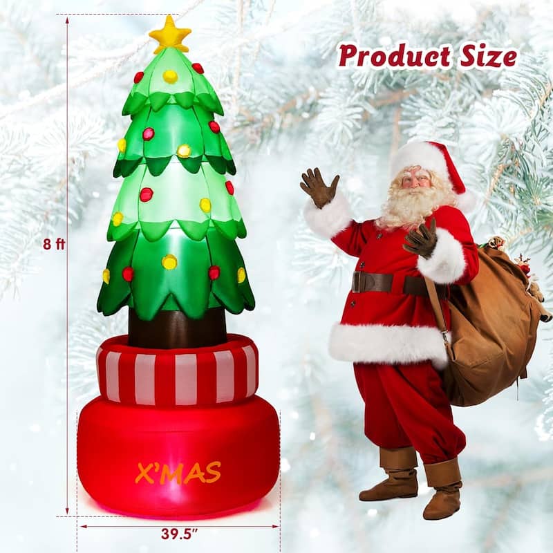 Tall Christmas Inflatables Xmas Inflatable Rotating Tree Freestanding - Multi-colored